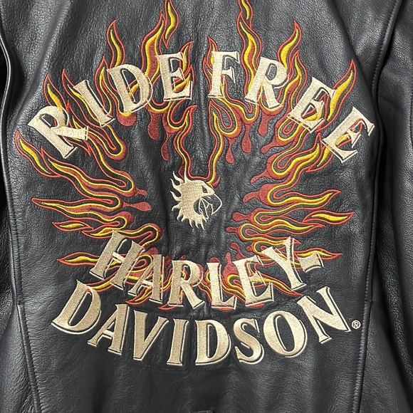 SOLD Harley Davidson Men’s Leather Flames Jacket M - Picture 7 of 8